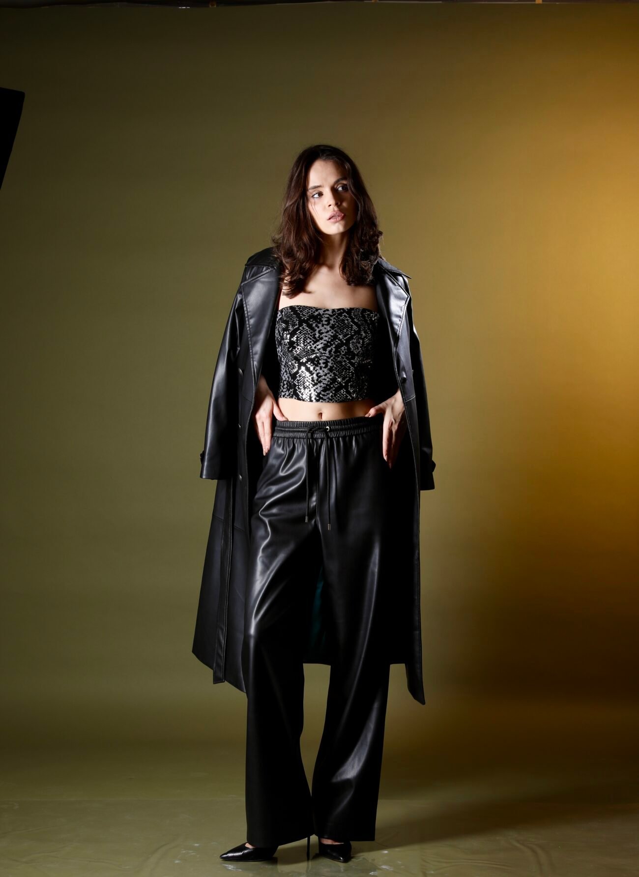 High-Rise Straight-Leg Leather Pants