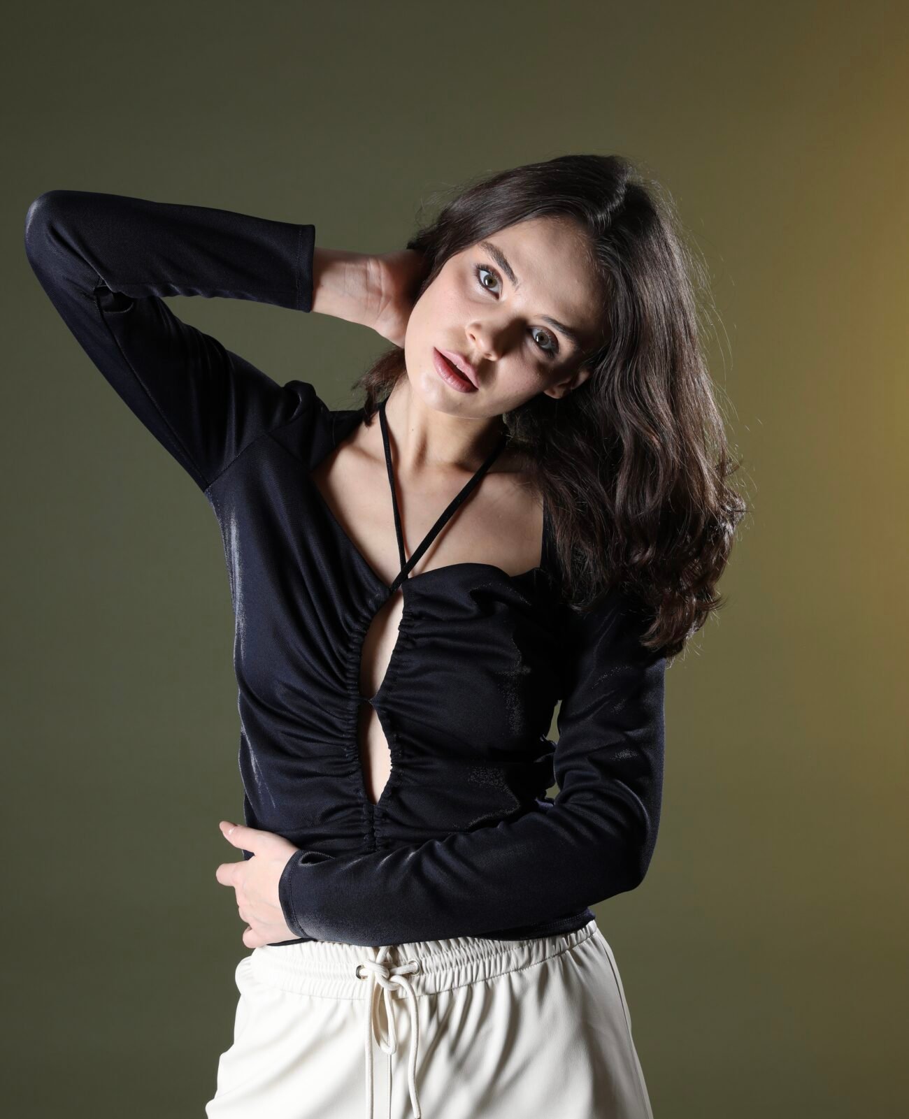 Ruched Cut-Out Long Sleeve Top - Image 2