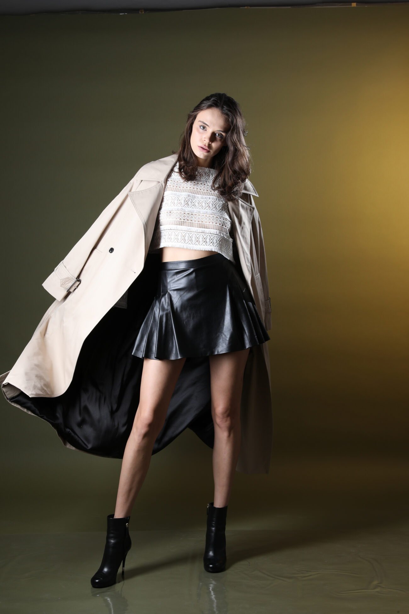 Black Faux Leather Skort