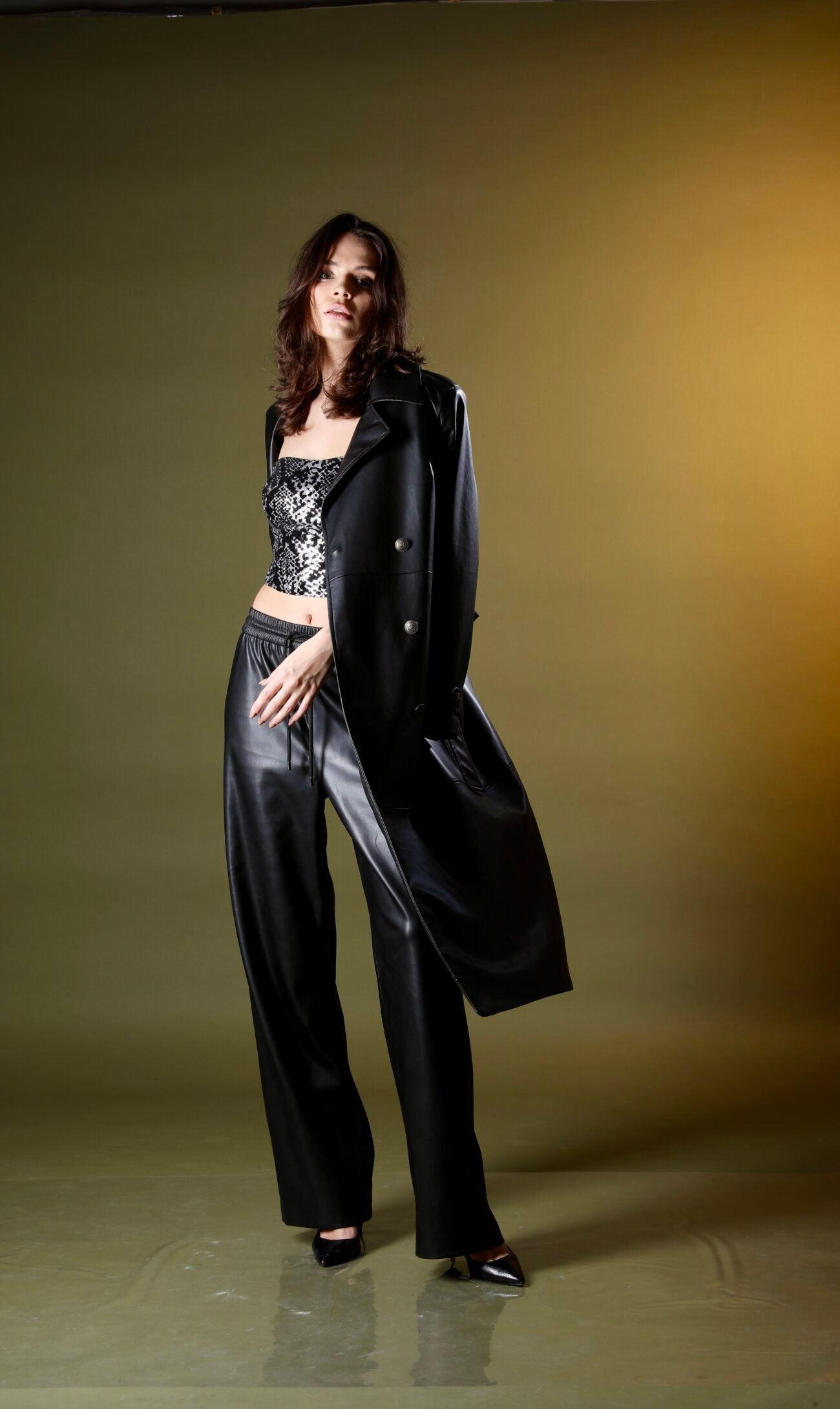 High-Rise Straight-Leg Leather Pants - Image 3