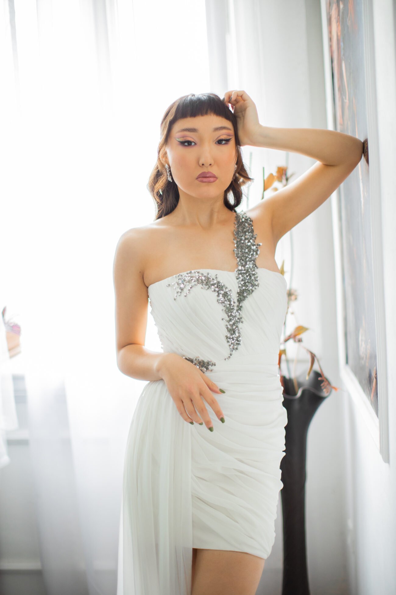 Embellished One-Shoulder Mini Dress - Image 4