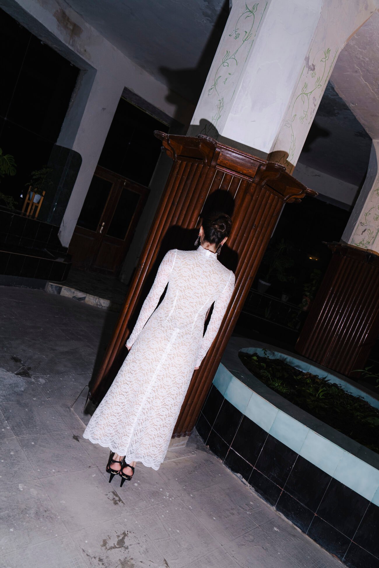High-Neck Lace Dress - Image 2