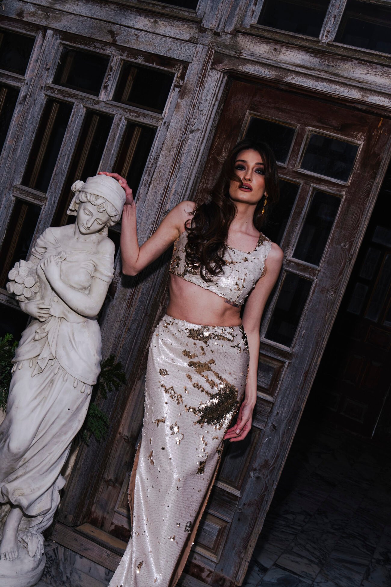 Sequined Crop Top & Maxi Skirt Set - Image 4