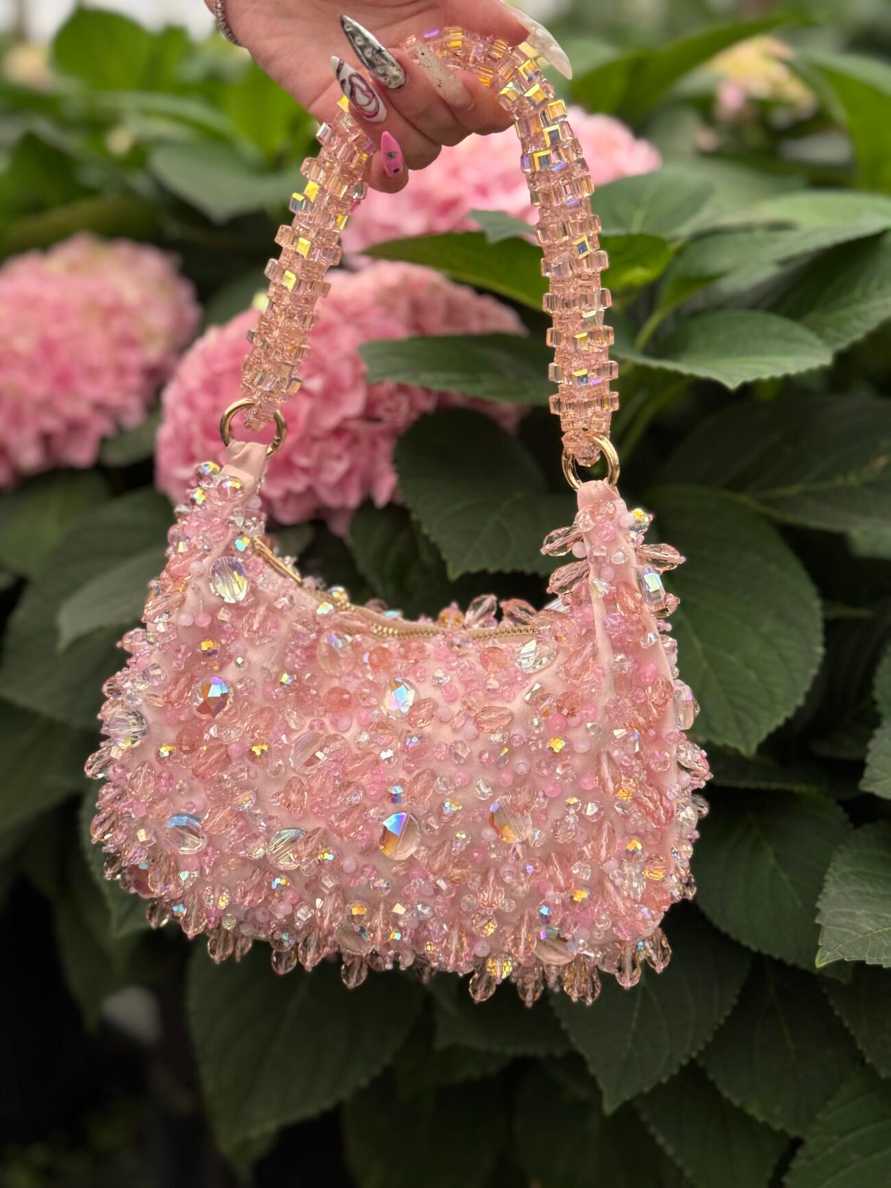 Pink Crystals-Embellished Mini Bag