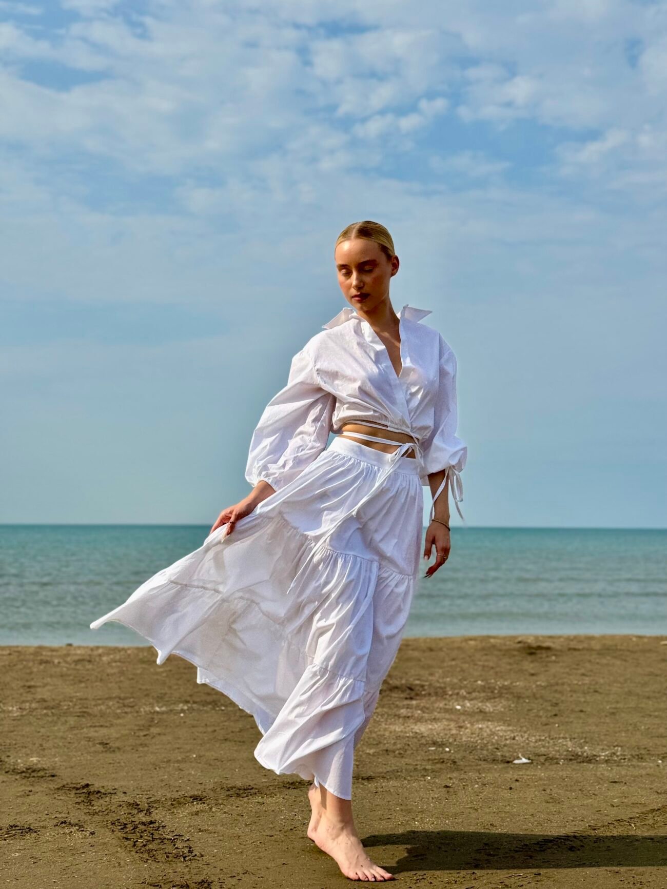Cotton Wrap Shirt & Maxi Skirt Set - Image 3