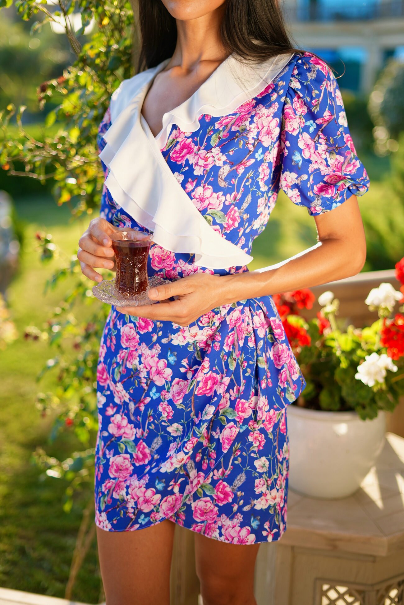 Floral Wrap Mini Dress - Image 2