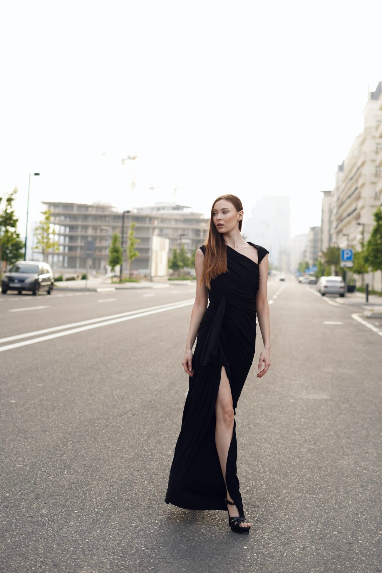 Draped One-Shoulder Grown