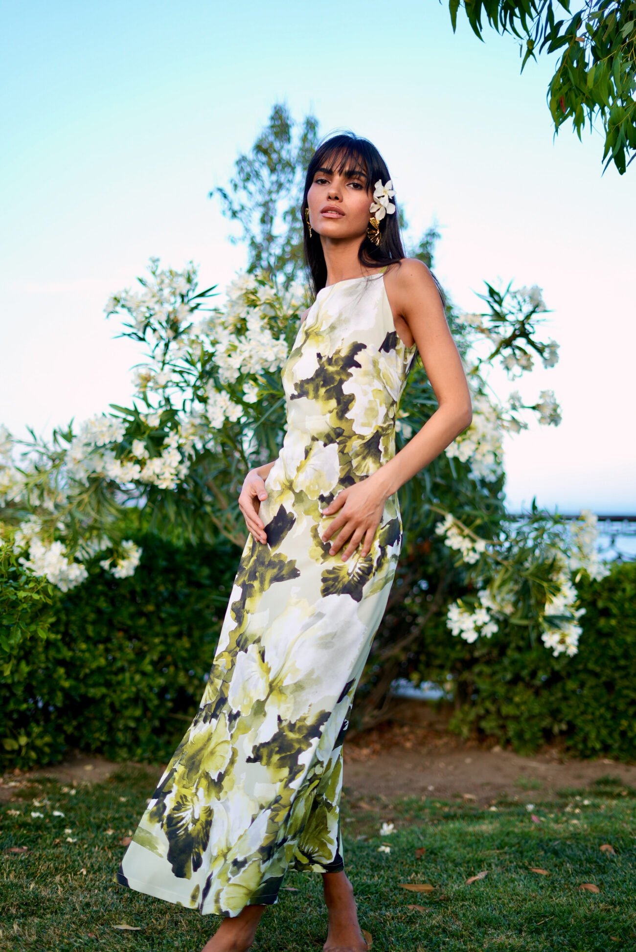Floral Print Midi Dress with Square Neckline - Image 2