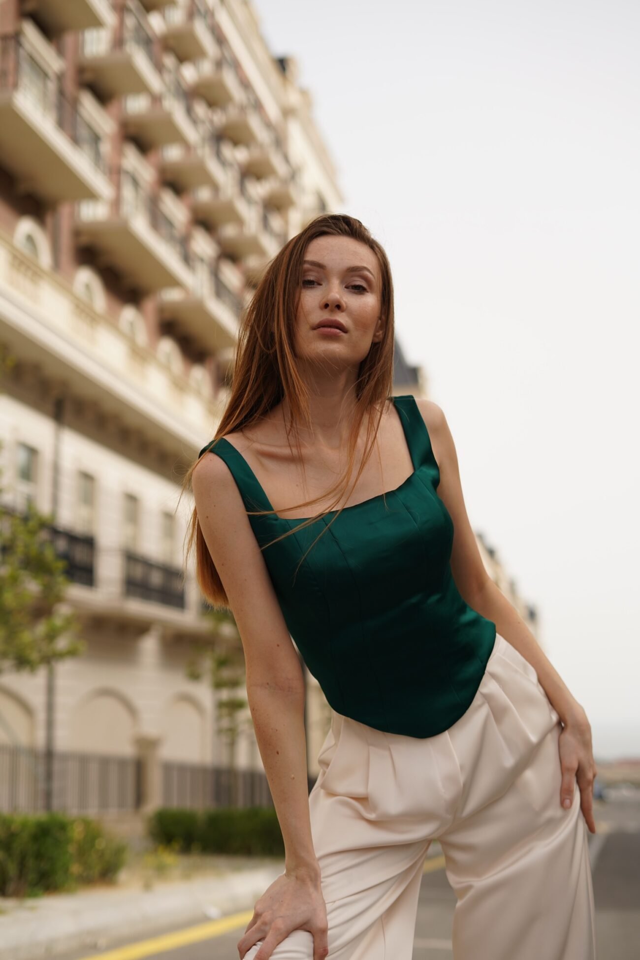 Emerald Satin Corset Top